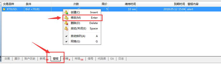 MT4价位警报怎么设置
